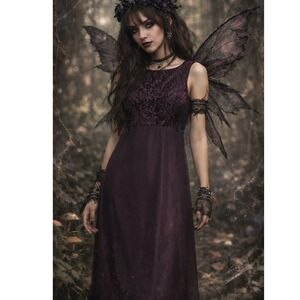 Whimsigoth Y2K Velvet Burnout A-Line Maxi Dress Size 4 Formal Fairy Grunge